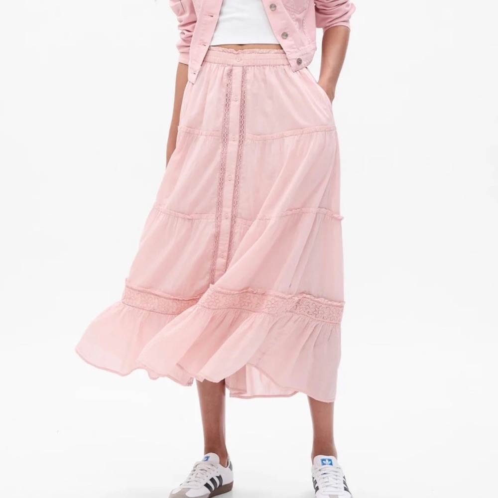 LoceShackFancy X Gap Tiered Maxi Skirt